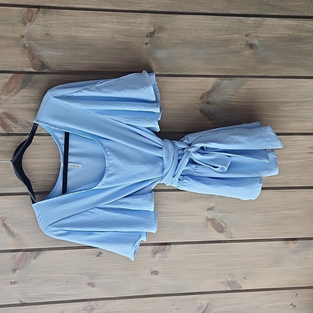 Babydoll Blouse Baby Blue Size 3X with Belt